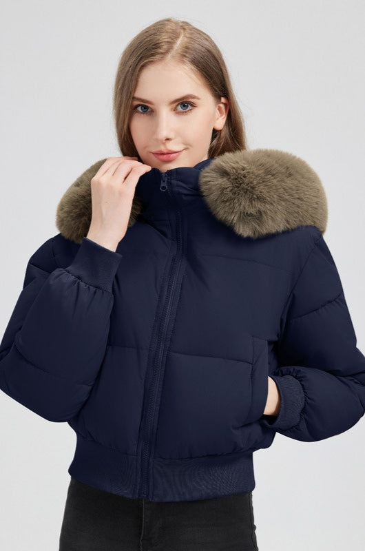 Luvik | Hettegenser med faux fur-mønster
