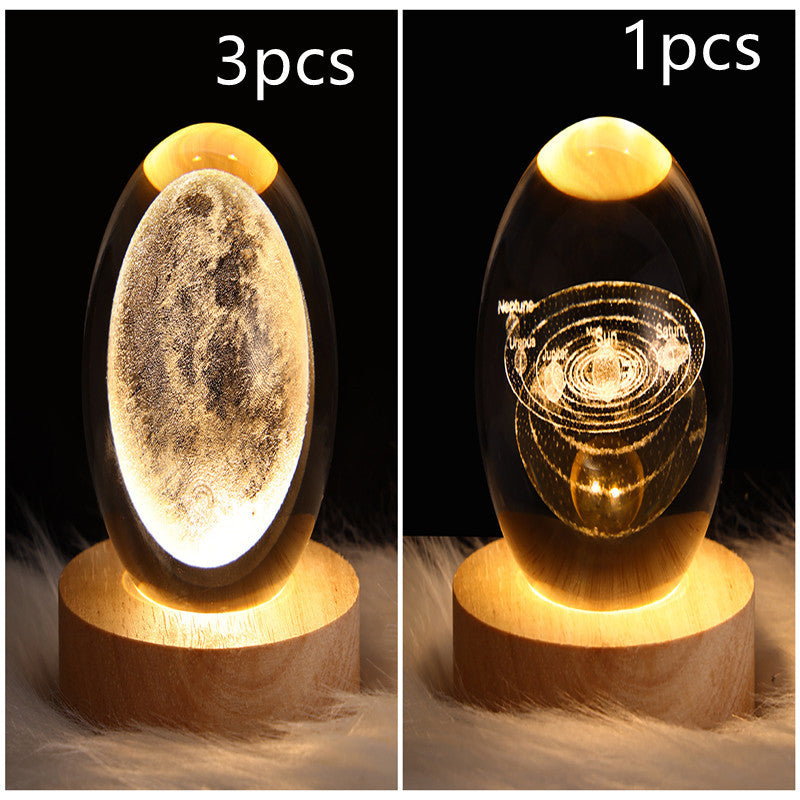 3D Galaxy Crystal Ball LED Nattlys | Luvikno