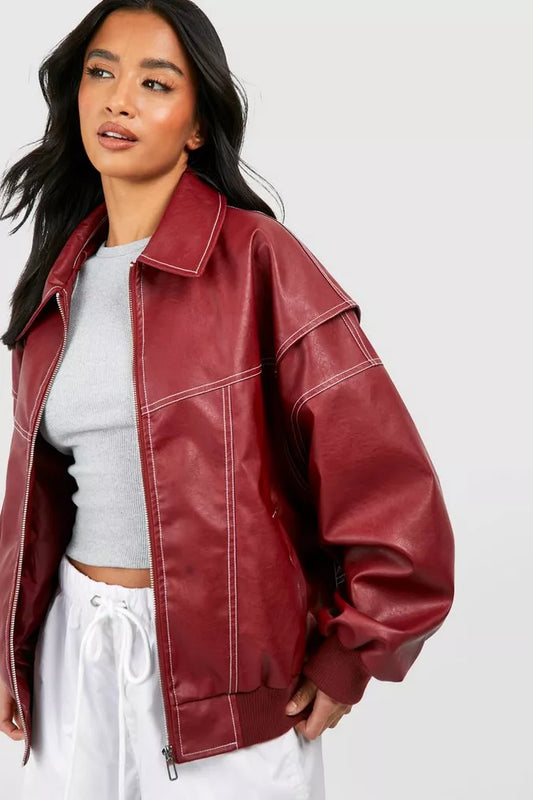 Luvik | Veste bomber en cuir pour femmes