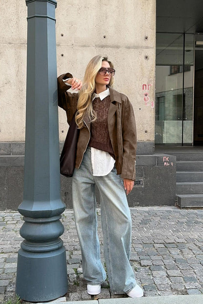 Luvik | Ruskea Rento Nahkajakku