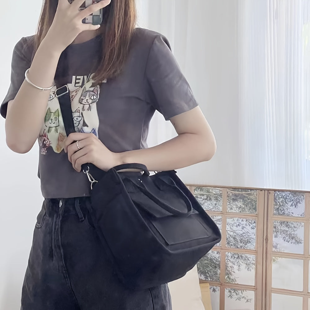 UrbanEase Canvas Slingbag – Hvit skulderveske med magnetlukking og justerbar stropp | Luvikno