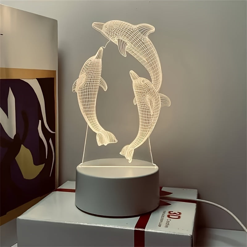 GeoDolphin - Trendy 3D Illusion Bordlampe Luvikno