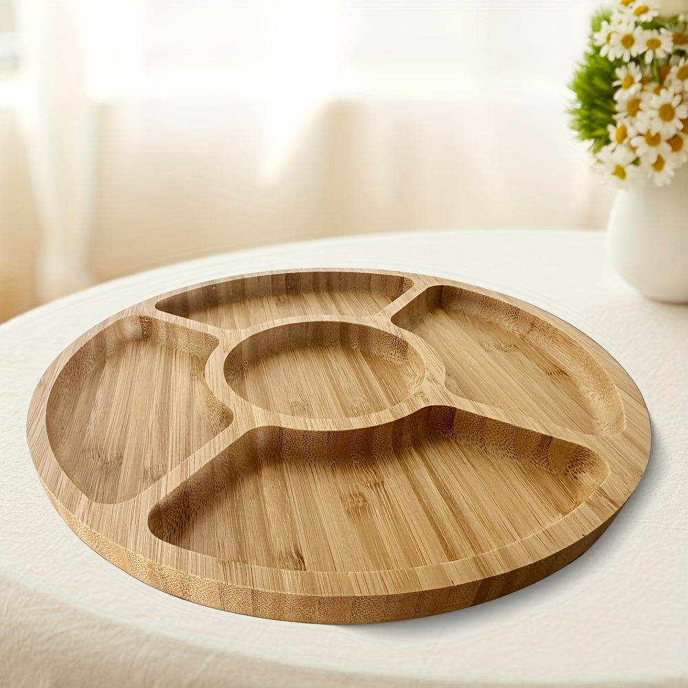 BambooServe - Elegant Rund Snack Brett for Kjøkkenet Luvikno