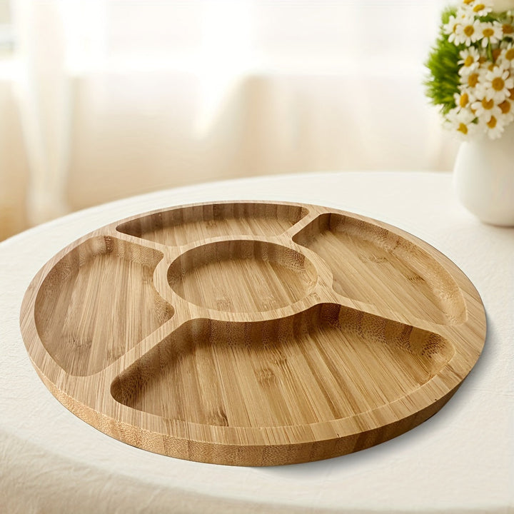 BambooServe - Elegant Rund Snack Brett for Kjøkkenet Luvikno