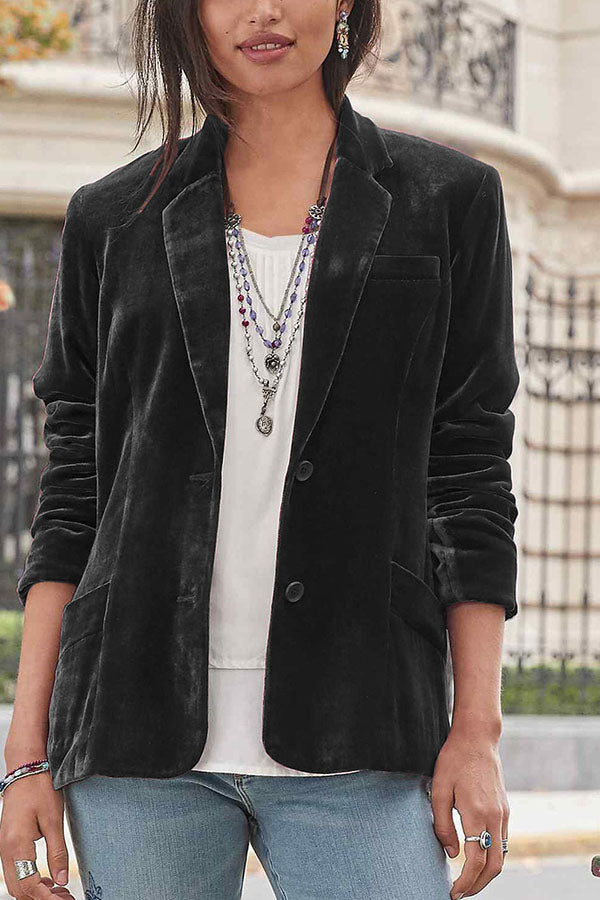 Luvik | Samt yksivärinen muotitietoinen rento takki