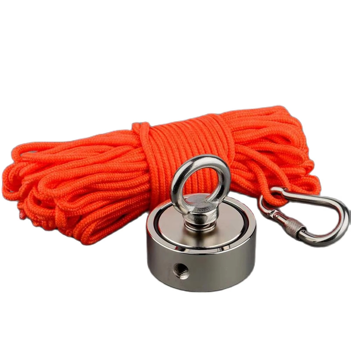 Dual Strength Fishing Magnet Kit - N52 Neodymium 80/120KG Kraft med 10m Tau Luvikno
