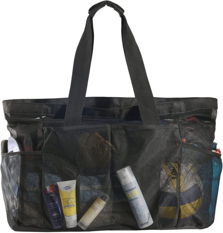 Ekstra stor mesh strandbag med glidelås – Sandfri carryall | Luvikno