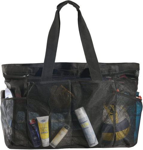 Ekstra stor mesh strandbag med glidelås – Sandfri carryall | Luvikno