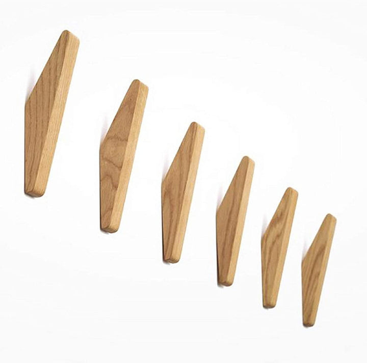 Luvikno | Nordhaak Treveggkroker Sett – 6 Minimalistiske Kleskroker Laget av Massivt Tre