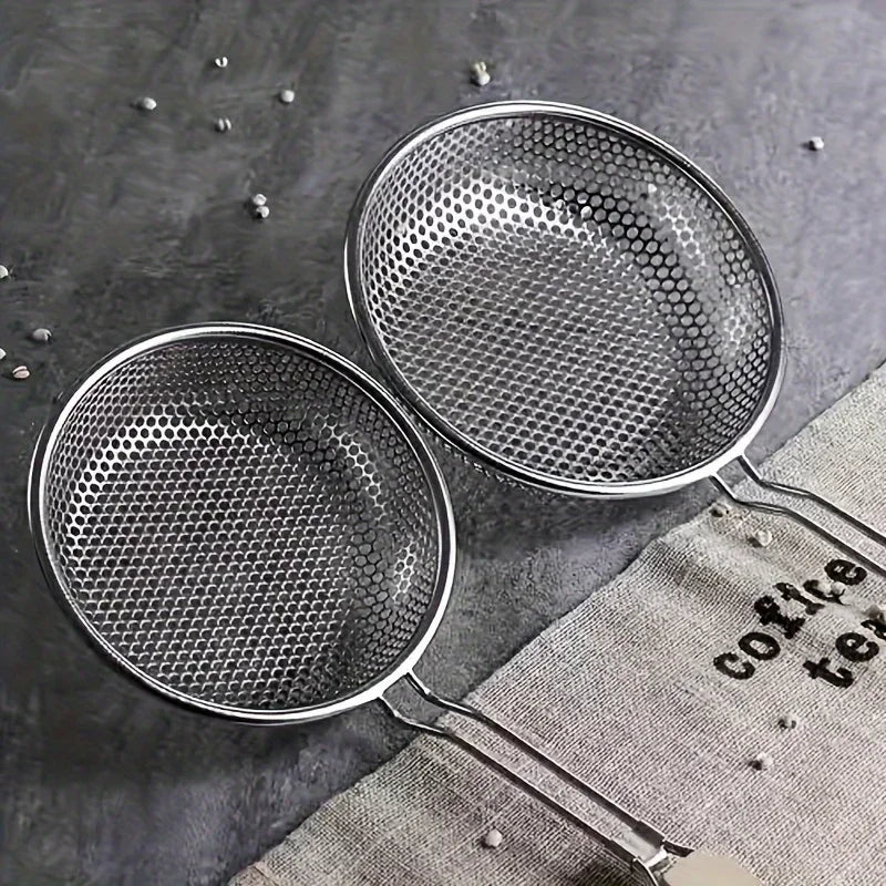 Fin mesh rustfritt stål sil med trehåndtak kjøkkenfilter skje | Luvikno