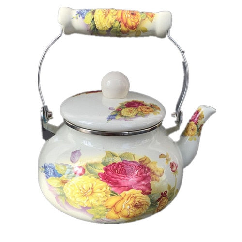Flat Bottom Round Emaljekanne Blomsterkanne Melk Hjem Kanne | Luvikno
