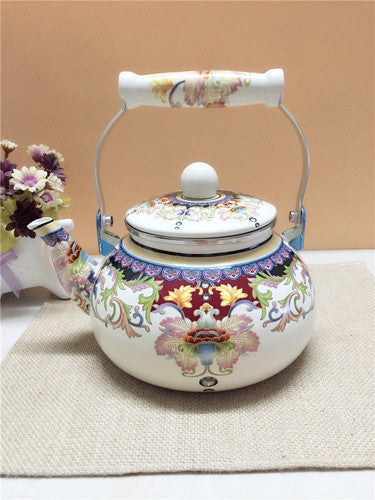 Flat Bottom Round Emaljekanne Blomsterkanne Melk Hjem Kanne | Luvikno