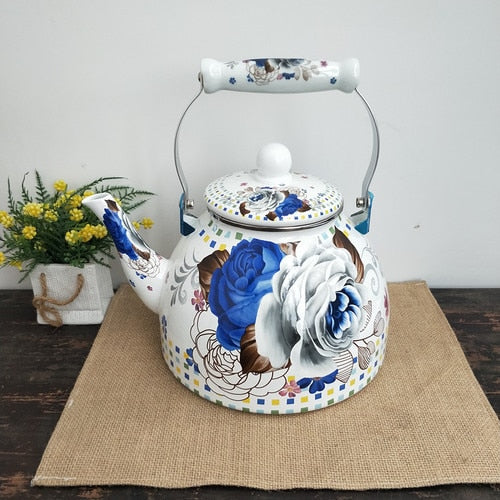 Flat Bottom Round Emaljekanne Blomsterkanne Melk Hjem Kanne | Luvikno