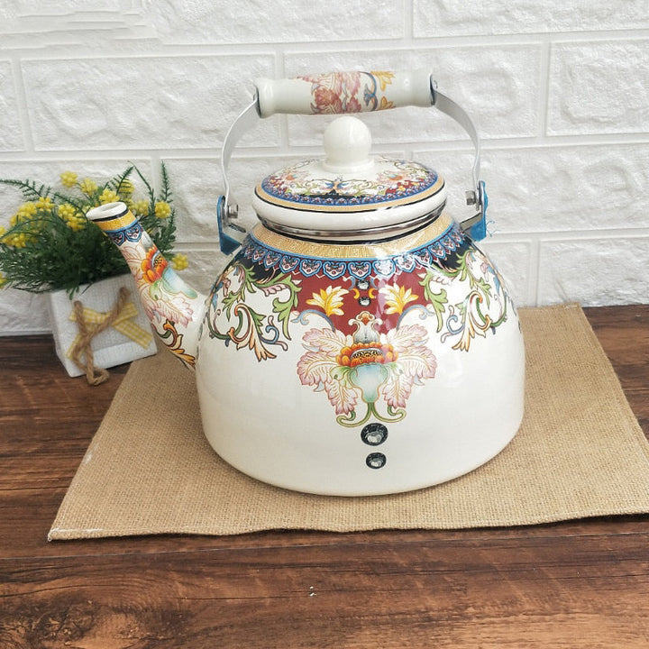 Flat Bottom Round Emaljekanne Blomsterkanne Melk Hjem Kanne | Luvikno
