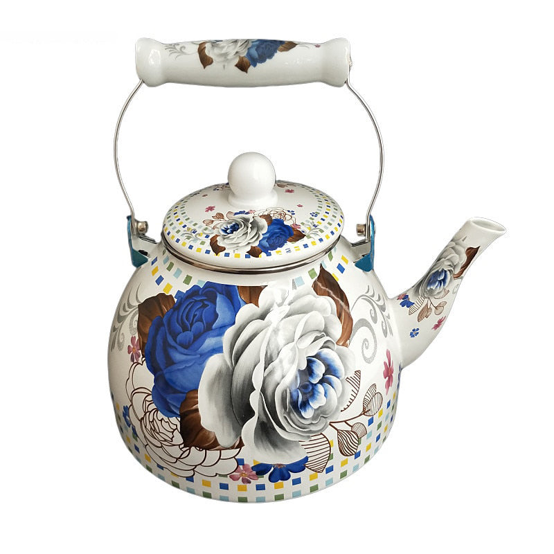 Flat Bottom Round Emaljekanne Blomsterkanne Melk Hjem Kanne | Luvikno