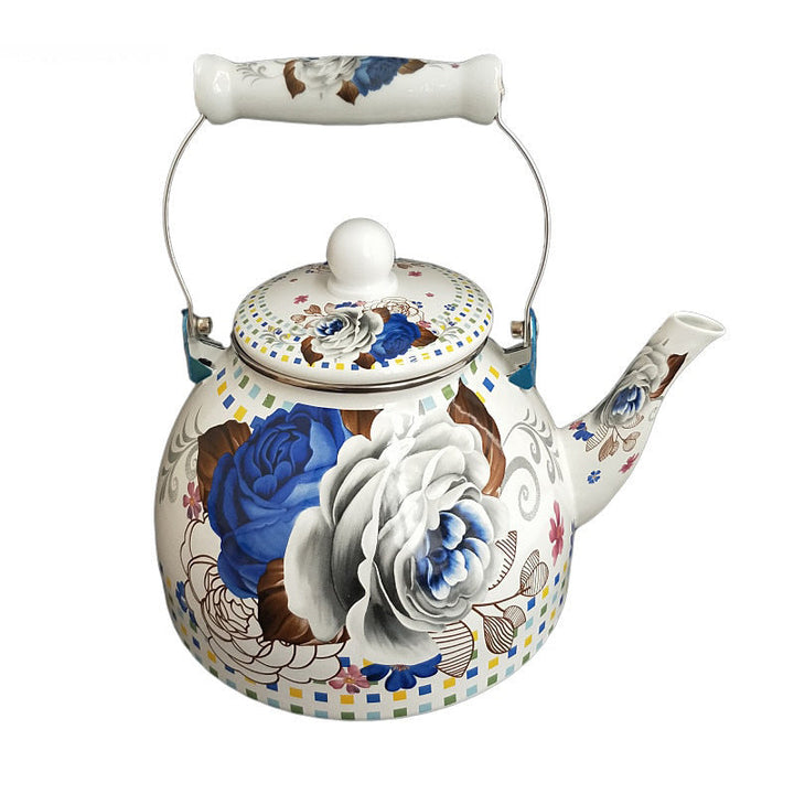 Flat Bottom Round Emaljekanne Blomsterkanne Melk Hjem Kanne | Luvikno