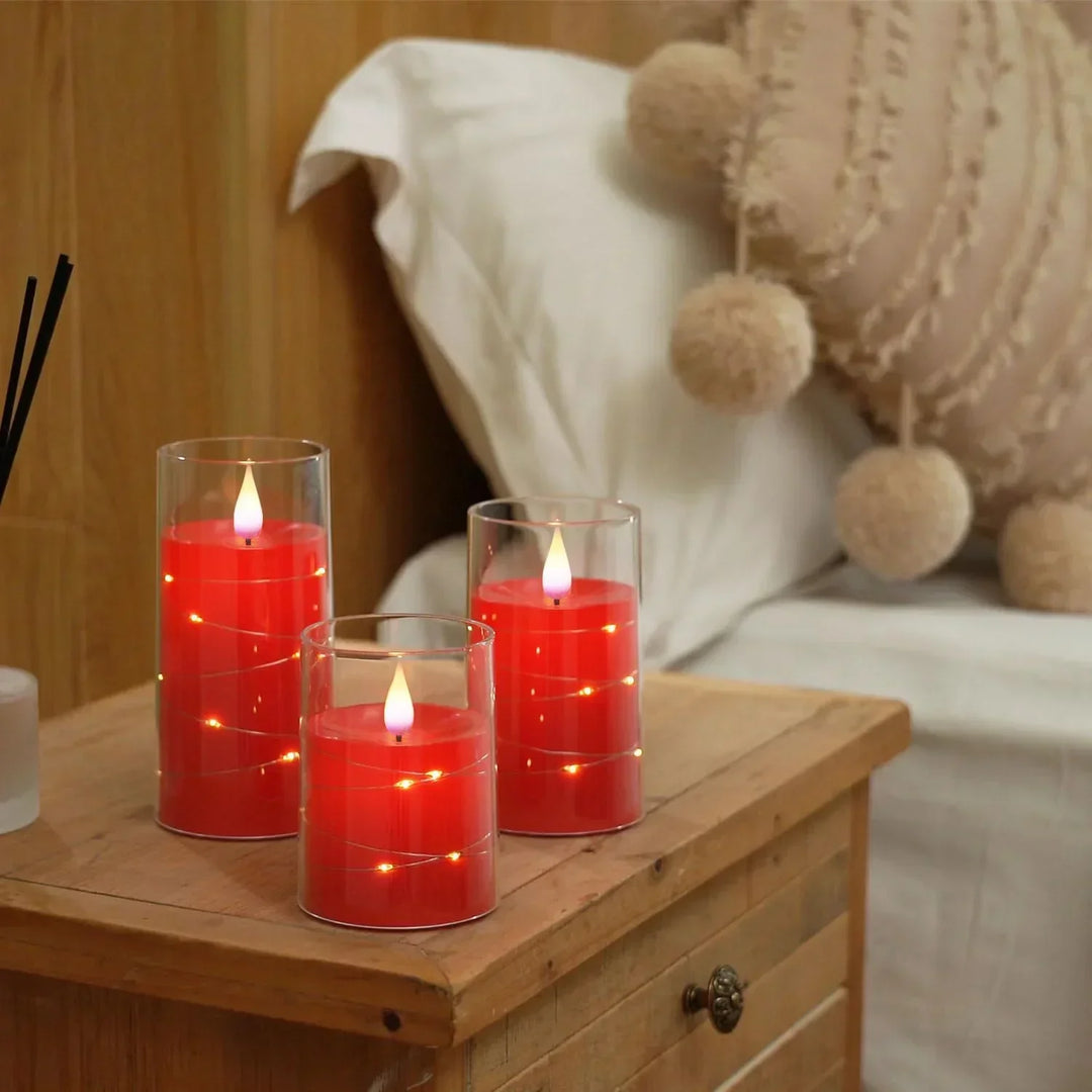 Stearinlyssett med realistisk LED-flamme Luvikno