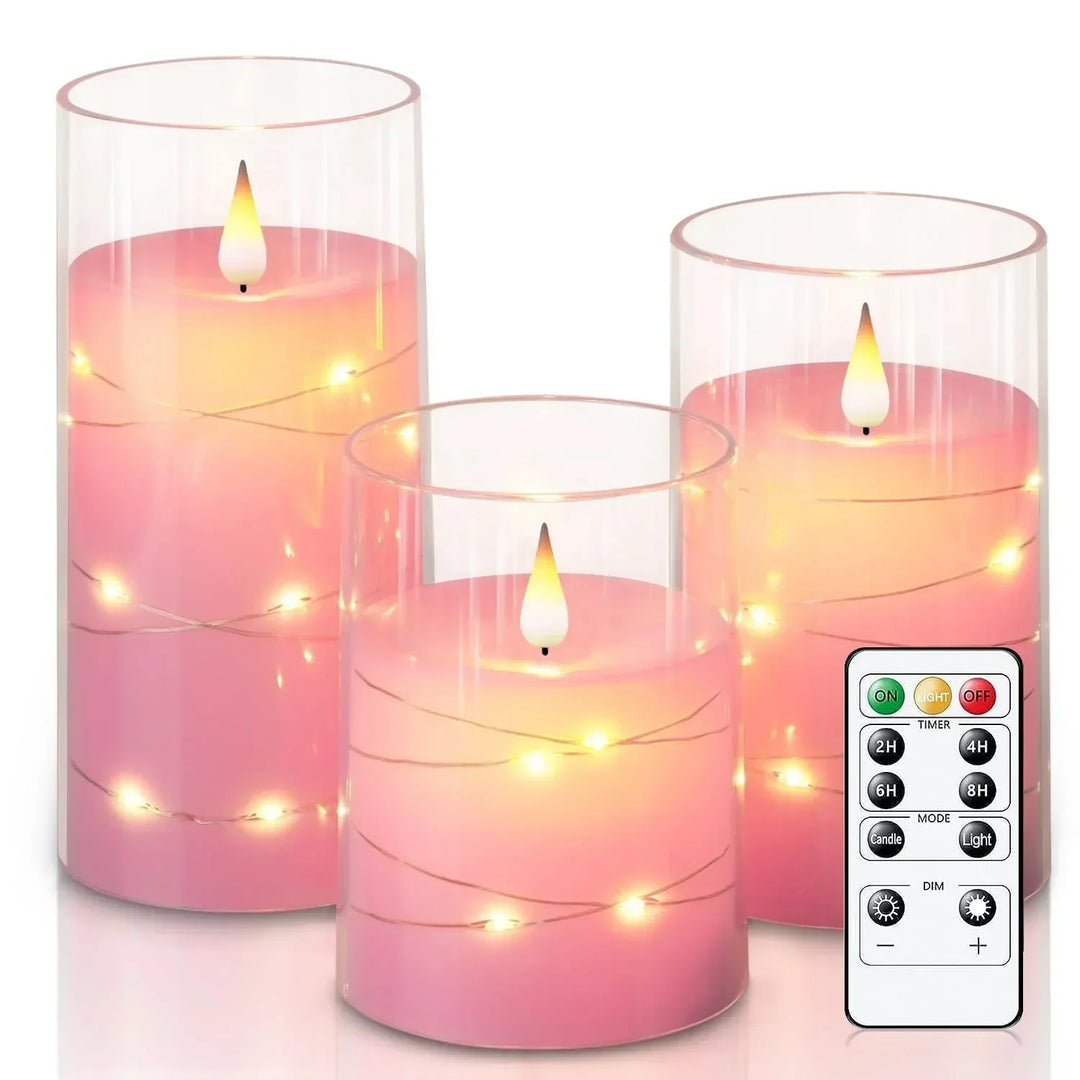 Stearinlyssett med realistisk LED-flamme Luvikno