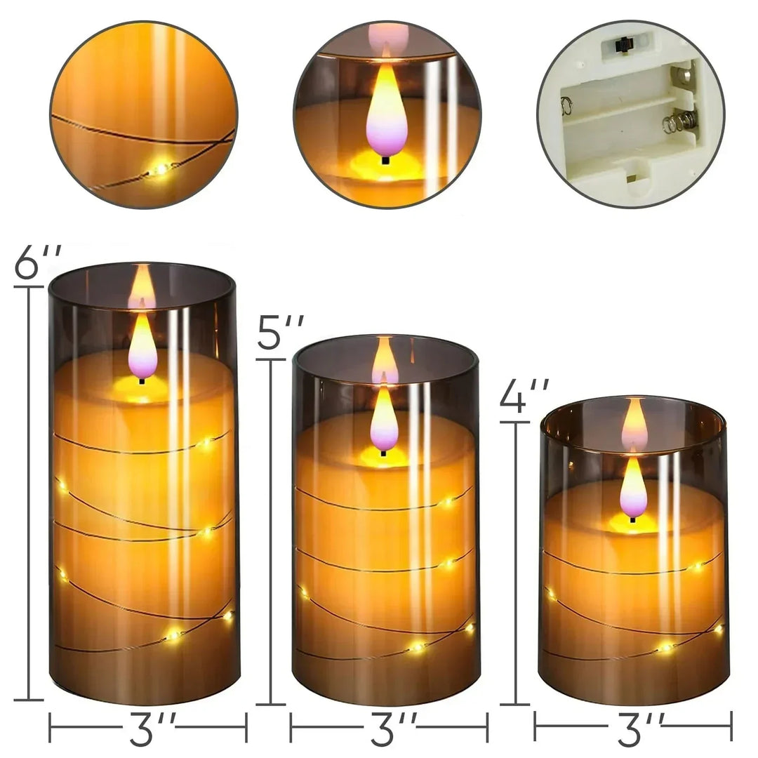 Stearinlyssett med realistisk LED-flamme Luvikno