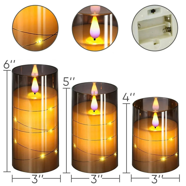 Stearinlyssett med realistisk LED-flamme Luvikno
