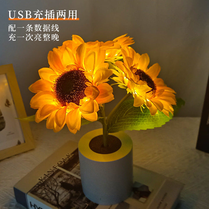 Bordlampe Solsikke LED USB Oppladbart Lys Luvikno