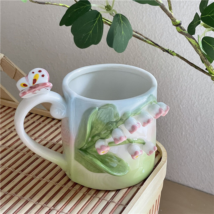 Kunstnerisk 3D blomst keramisk krus – Fangende tulipan- og rose-design | Luvikno