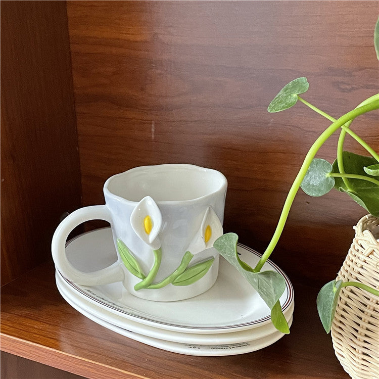 Kunstnerisk 3D blomst keramisk krus – Fangende tulipan- og rose-design | Luvikno