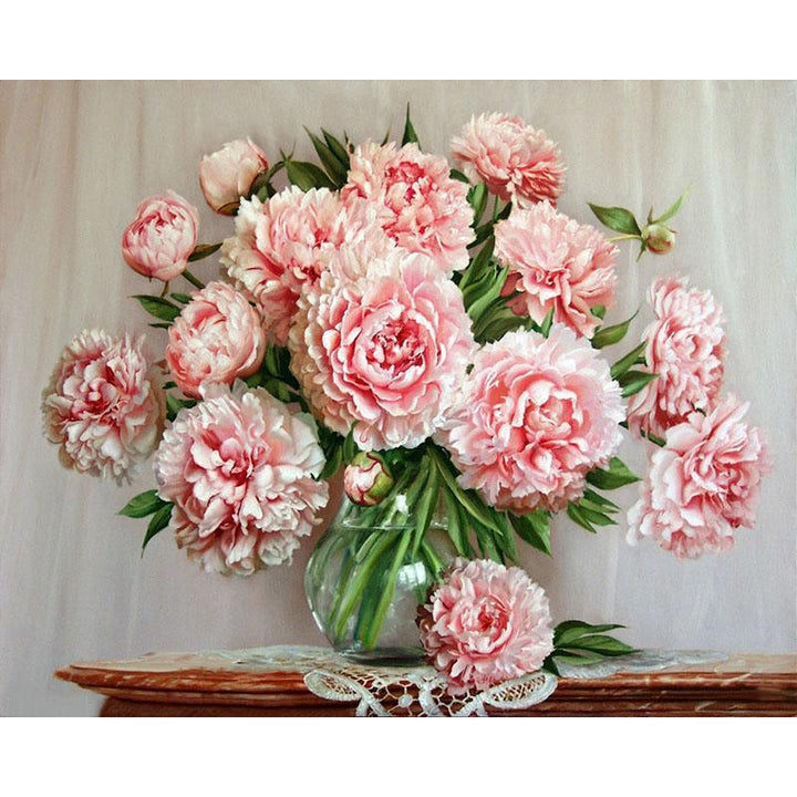 Abundant Pink Flowers - Van-Go Mal-For-Nummer Kit | Luvikno