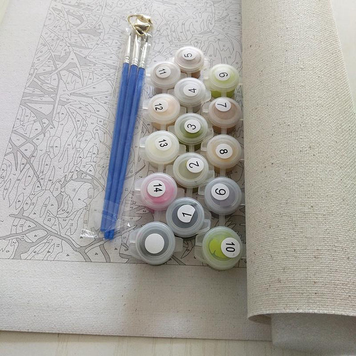Abundant Pink Flowers - Van-Go Mal-For-Nummer Kit | Luvikno