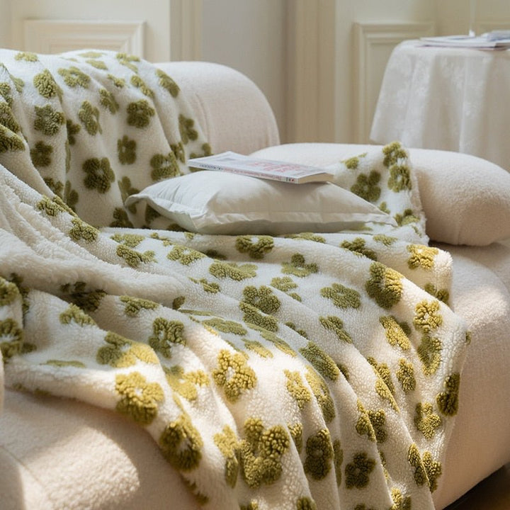 Fluffy Floral Plush Tykket Teppe for Koselig Komfort | Luvikno
