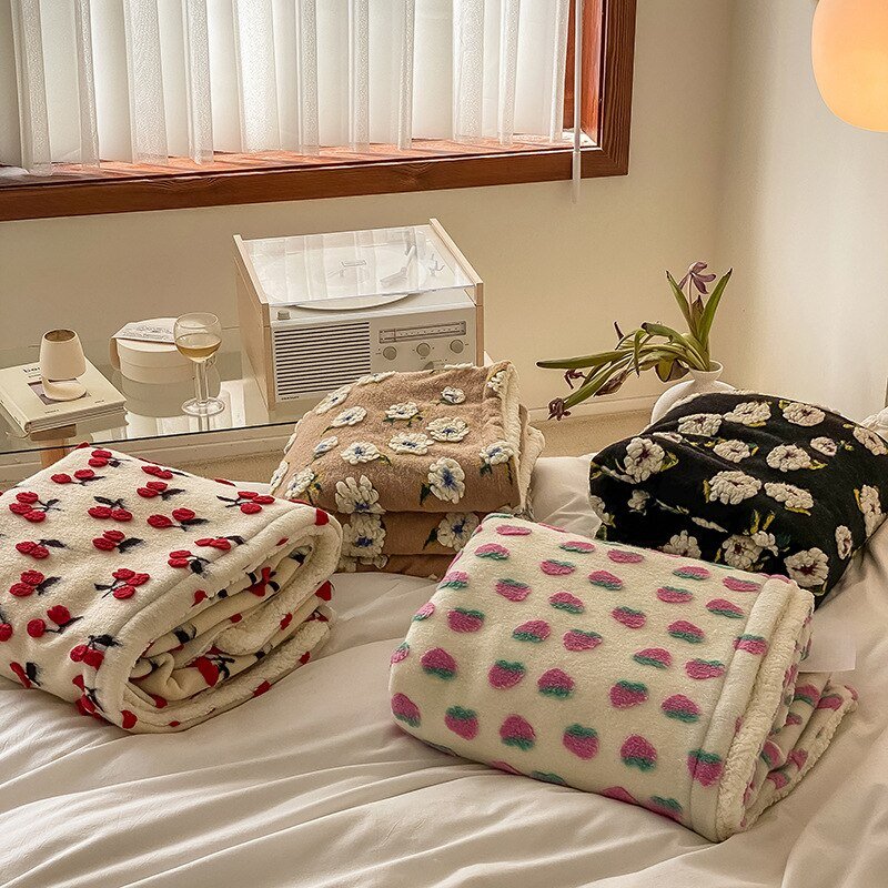 Fluffy Floral Plush Tykket Teppe for Koselig Komfort | Luvikno