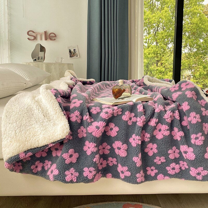 Fluffy Floral Plush Tykket Teppe for Koselig Komfort | Luvikno