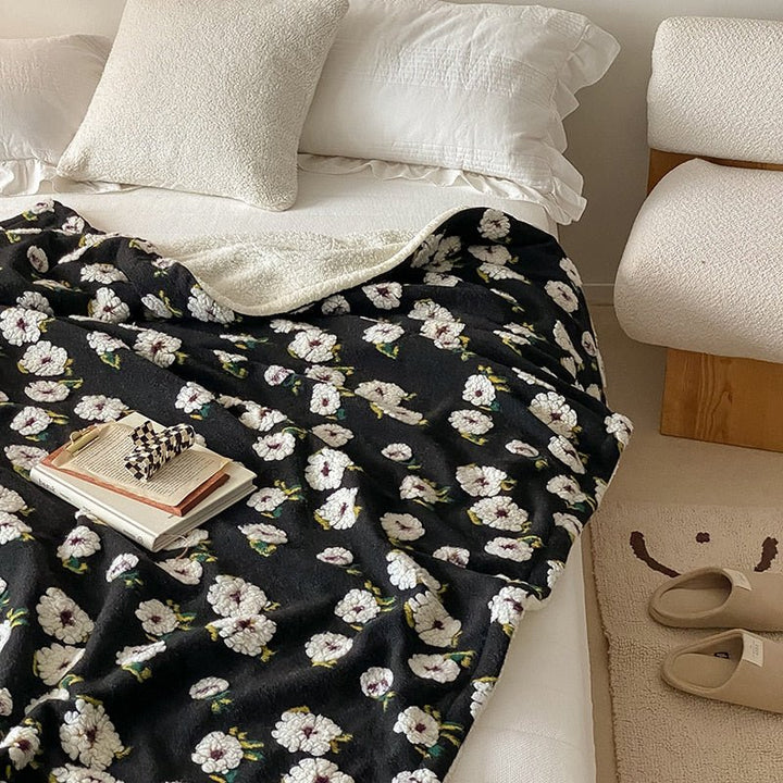 Fluffy Floral Plush Tykket Teppe for Koselig Komfort | Luvikno