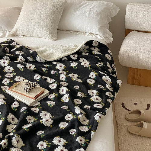 Fluffy Floral Plush Tykket Teppe for Koselig Komfort | Luvikno