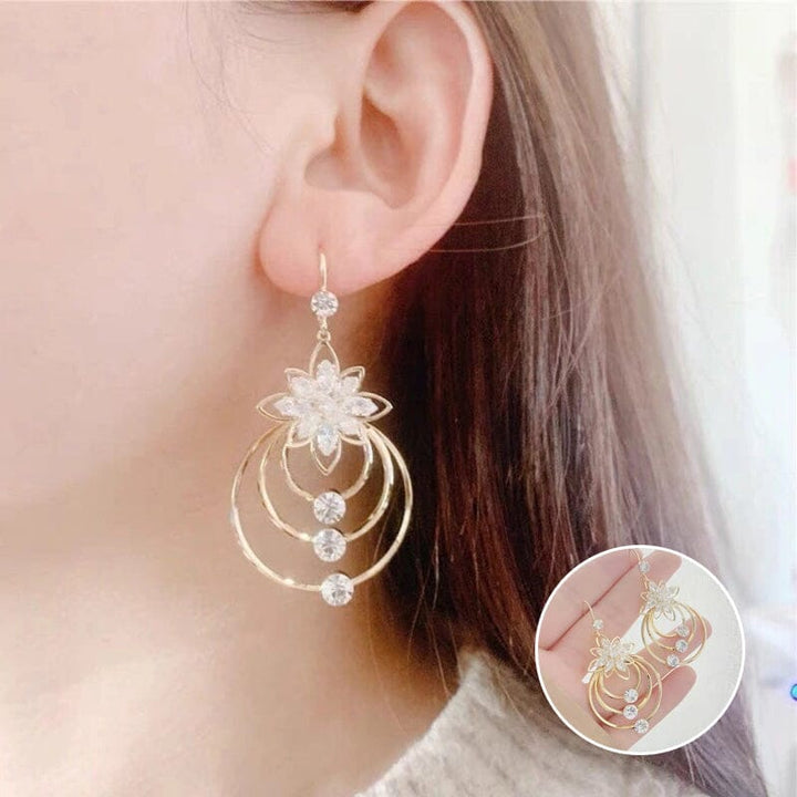 Crystal Lotus Tre Hoop Øredobber | Luvikno