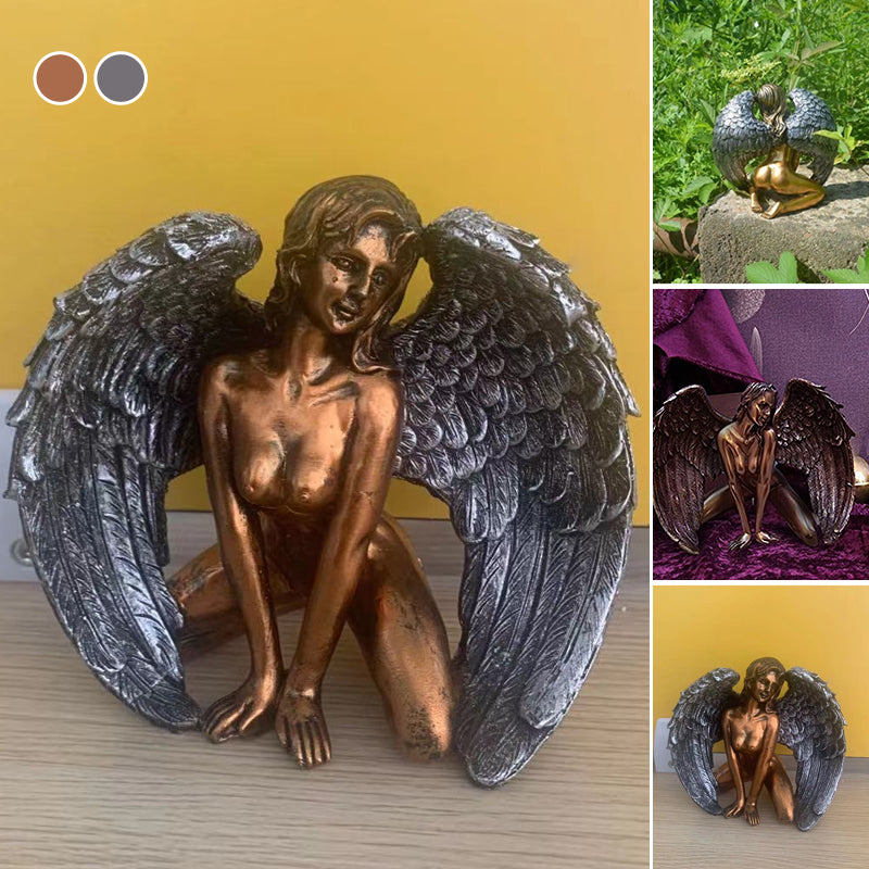 Art Angel Kvinne Vinger På Kne Kappe Hatt | Luvikno