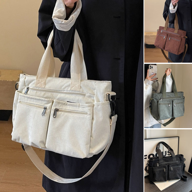 Ensfarget kordfløyels totebag | Luvikno