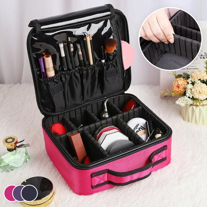 Makeup kosmetikk oppbevaringsboks med justerbar rom | Luvikno