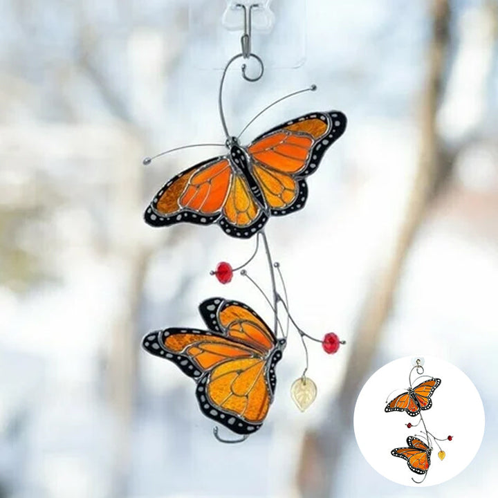 Flekkete Monarch Butterfly Glass Window Decor | Luvikno