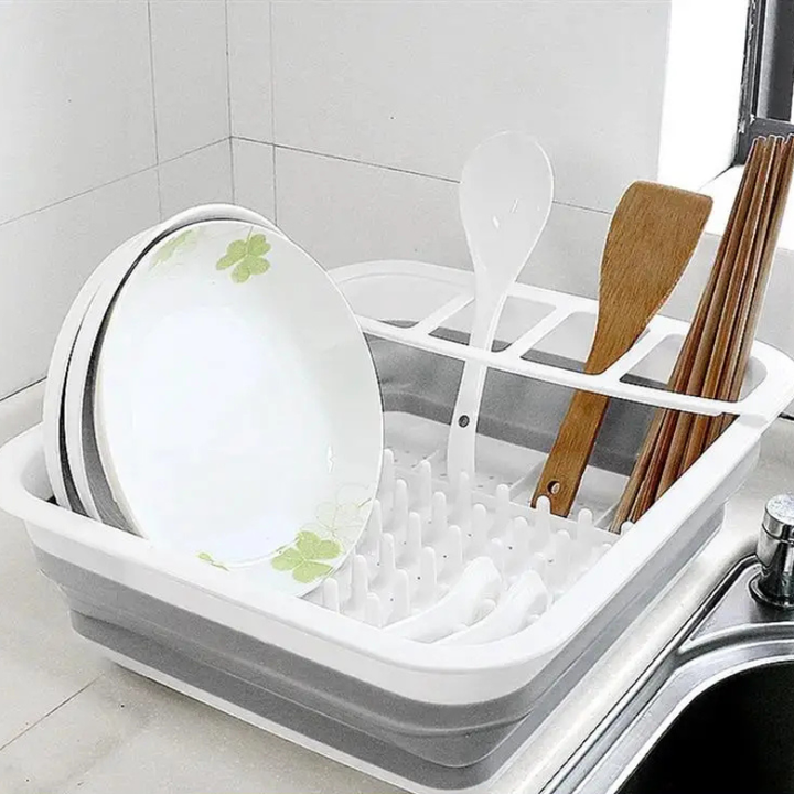 Foldbart Tallerkenstativ Kjøkkenoppbevaring og Dreneringsbrett for Servise | Luvikno