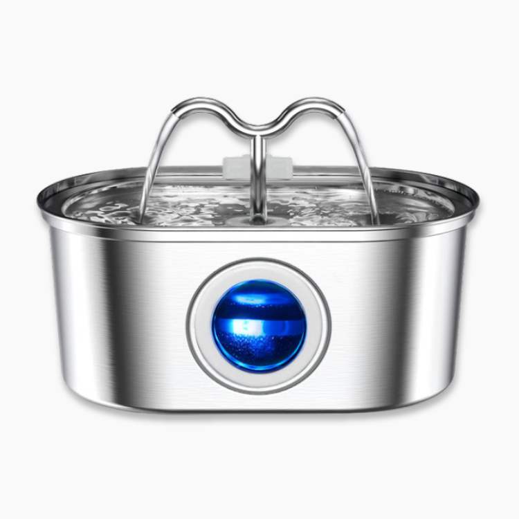 Kattens vannfontene laget av rustfritt stål – Stille, hygienisk og BPA-fri – 2L kapasitet | Luvikno