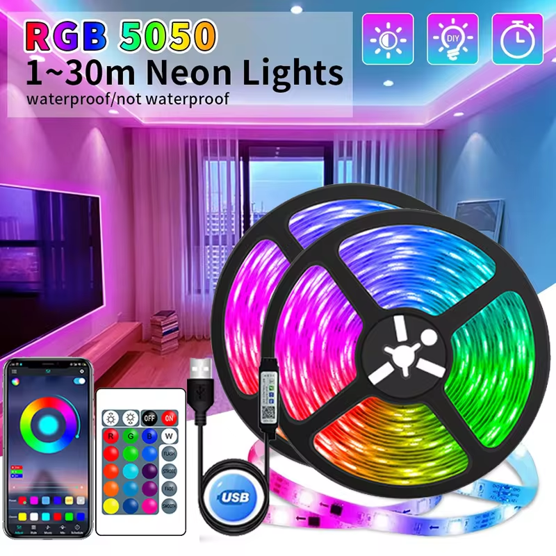 USB LED STRIPE MED FARGEMINE - RGB LYS TIL ROMDEKORASJON & TV BELYSNING | Luvikno