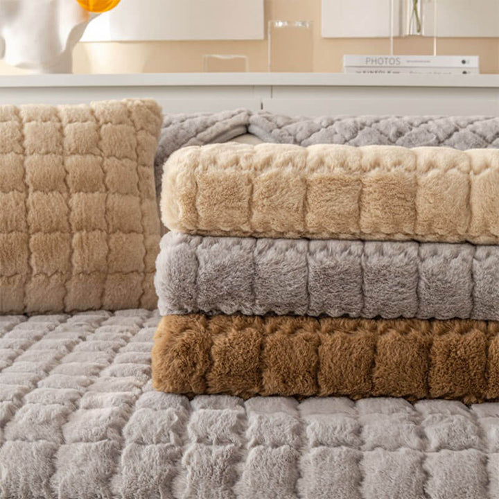 Biscuit Plush Soft Non-Slip Sofa Deksel med Anti-Slip Design | Luvikno