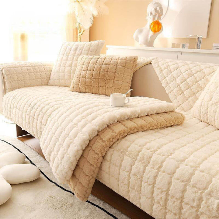 Biscuit Plush Soft Non-Slip Sofa Deksel med Anti-Slip Design | Luvikno
