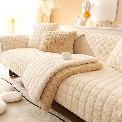Biscuit Plush Soft Non-Slip Sofa Deksel med Anti-Slip Design | Luvikno
