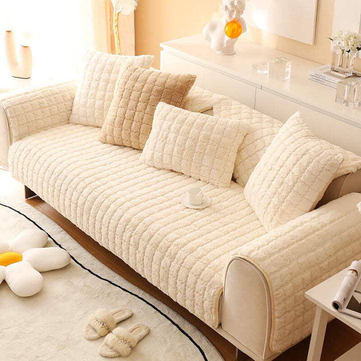 Biscuit Plush Soft Non-Slip Sofa Deksel med Anti-Slip Design | Luvikno