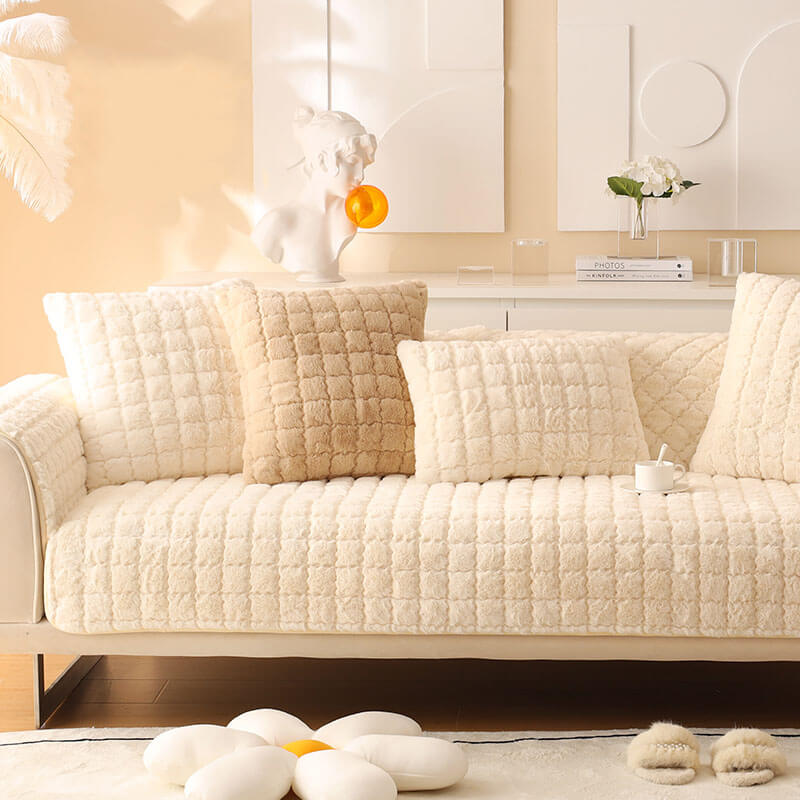 Biscuit Plush Soft Non-Slip Sofa Deksel med Anti-Slip Design | Luvikno