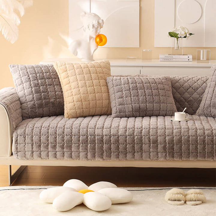 Biscuit Plush Soft Non-Slip Sofa Deksel med Anti-Slip Design | Luvikno
