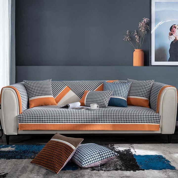 Klassisk Houndstooth Trykk Chenille Non-slip Sofa Deksel | Luvikno