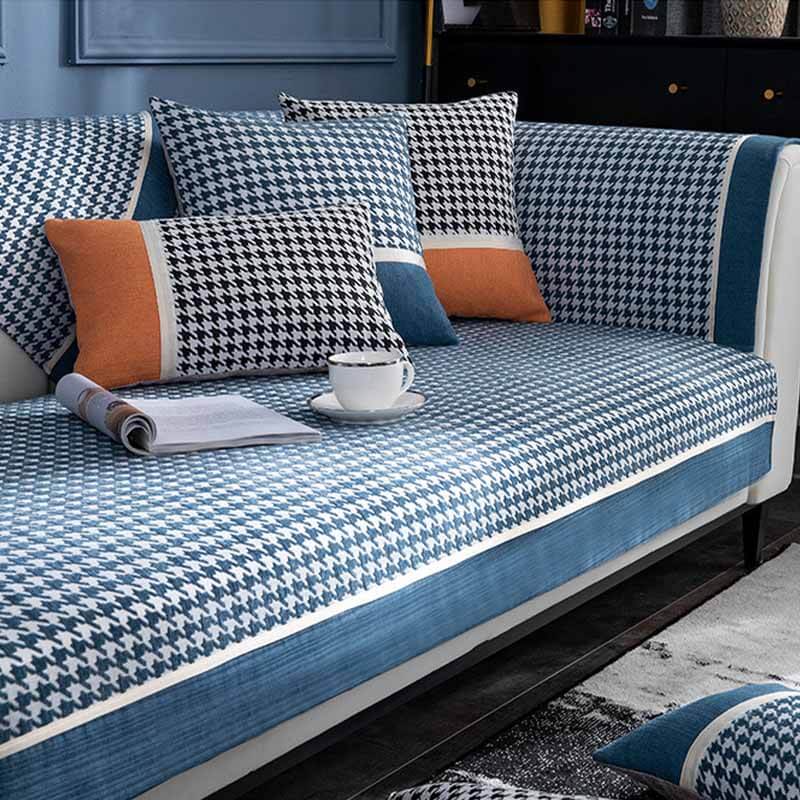 Klassisk Houndstooth Trykk Chenille Non-slip Sofa Deksel | Luvikno